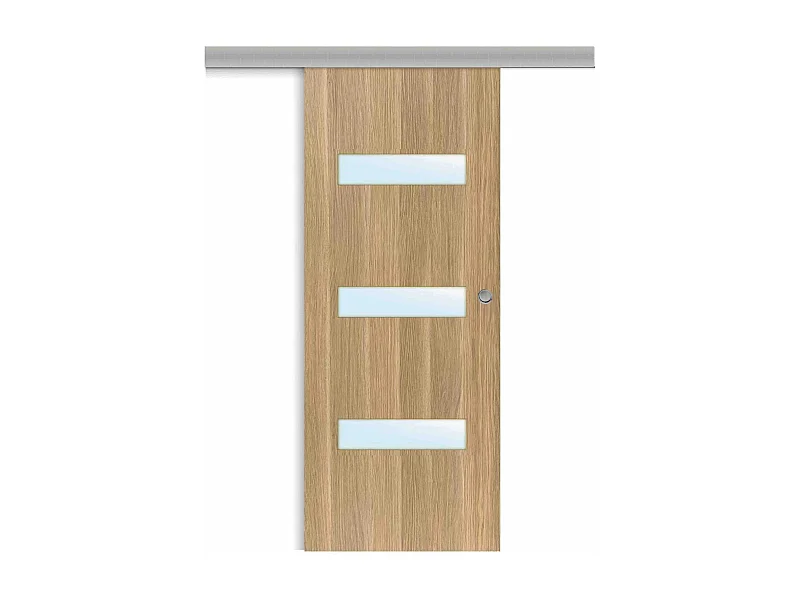 Porte coulissante applique April 83 cm avec cuvette ronde chromée