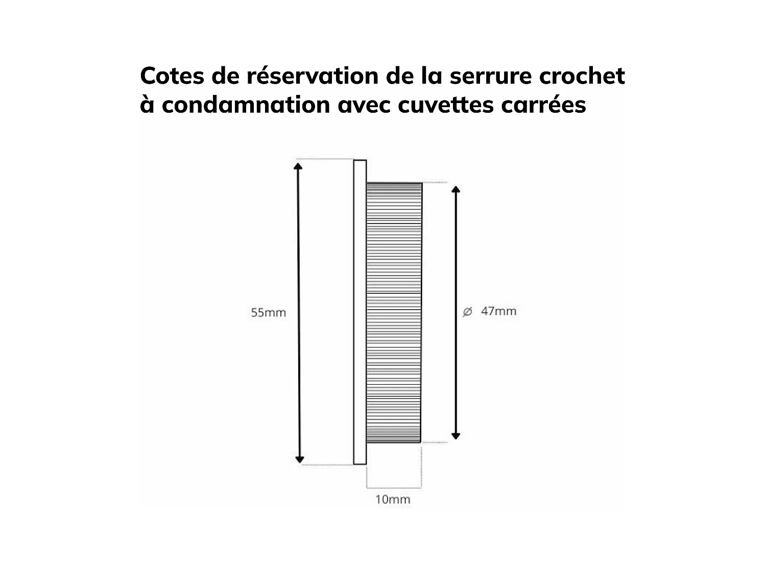 Porte coulissante cloison April 73 cm avec crochet carré condamnation noir