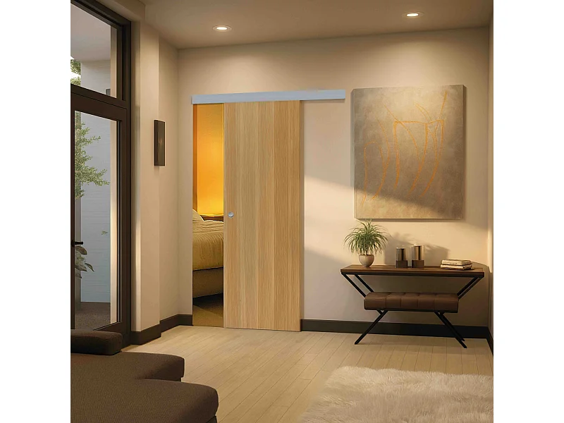 Porte coulissante applique Matild 83 cm avec cuvette ronde chromée