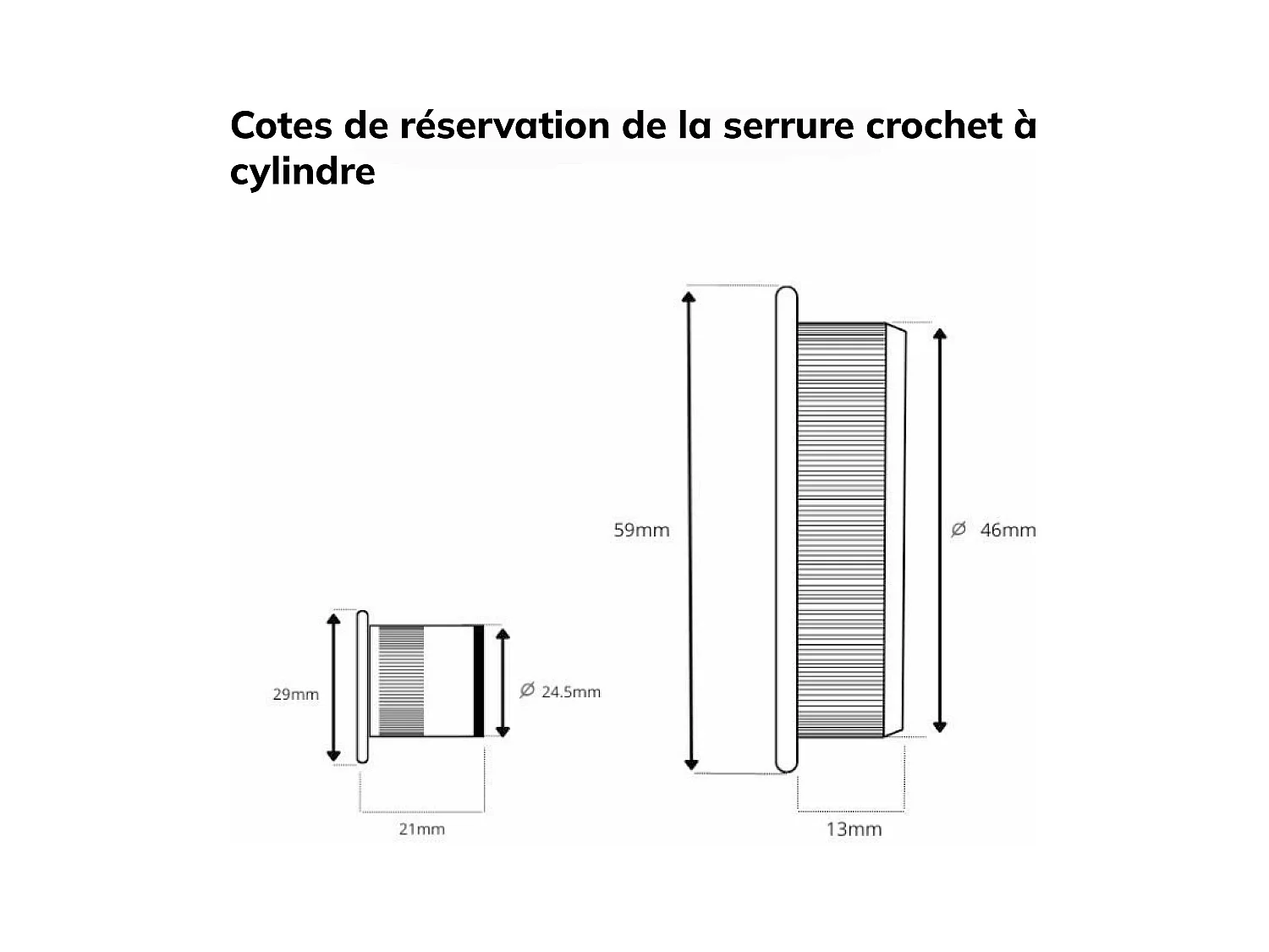 Porte coulissante applique Matild 93 cm avec crochet cylindre rond chromé