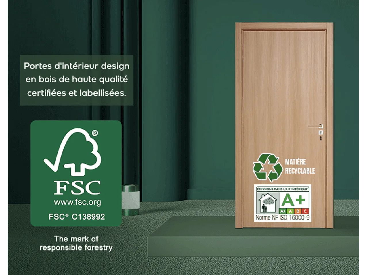 Porte coulissante applique April 83 cm avec crochet rond condamnation noir