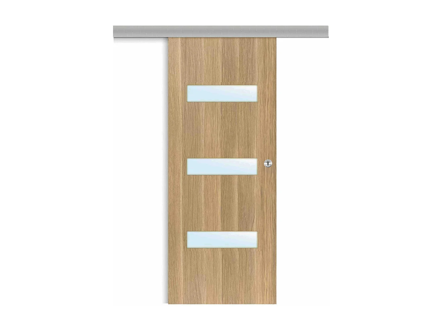 Porte coulissante applique April 83 cm avec crochet cylindre rond chromé