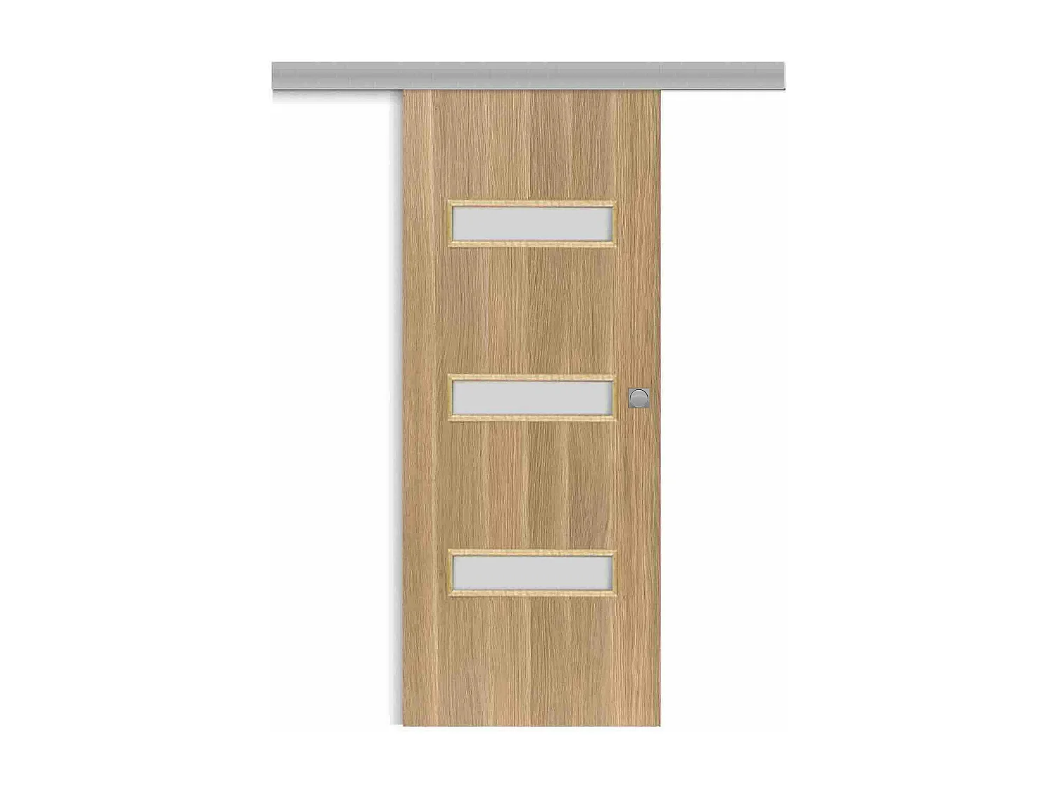 Porte coulissante applique April 73 cm avec cuvette carrée chromée