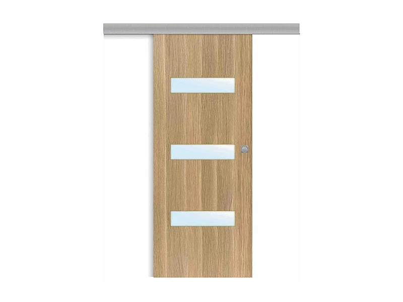 Porte coulissante applique April 73 cm avec cuvette carrée chromée