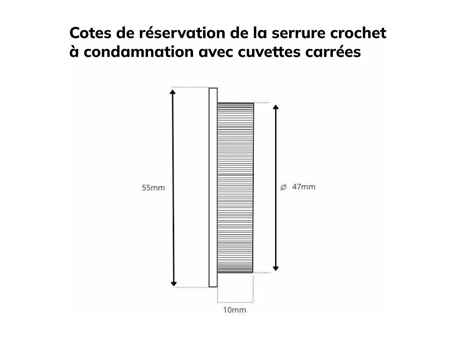 Porte coulissante cloison Matild 63 cm avec crochet carré condamnation chromé