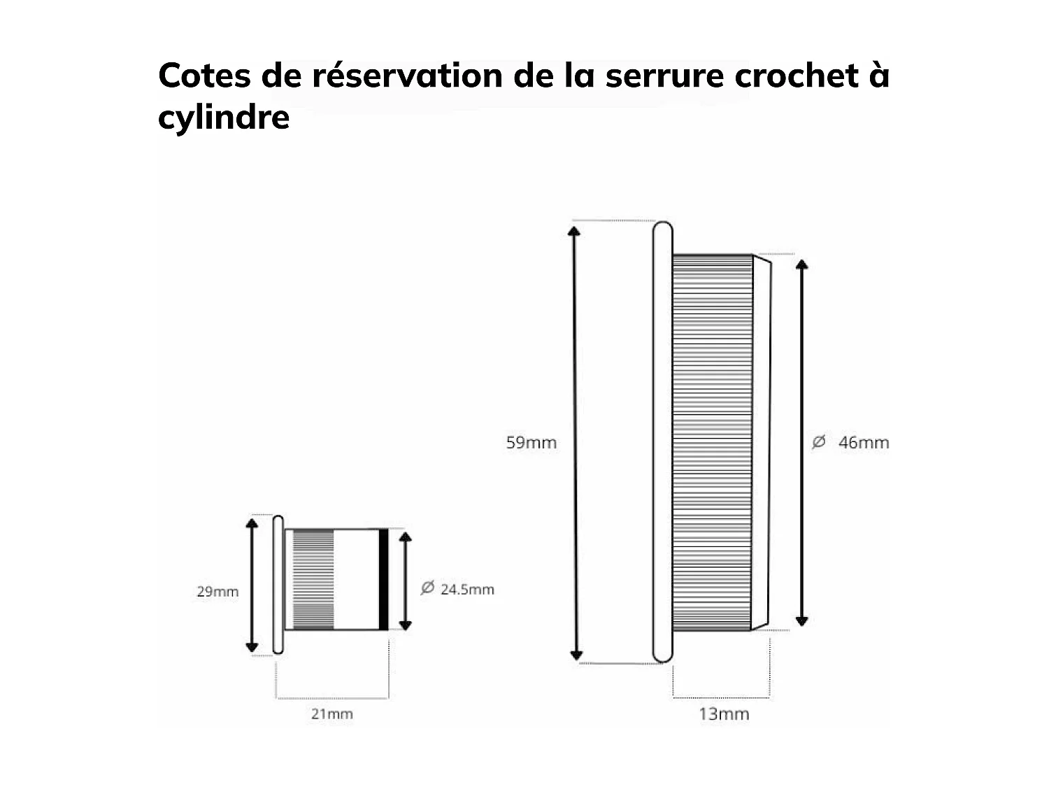 Porte coulissante cloison Matild 83 cm avec crochet cylindre rond chromé