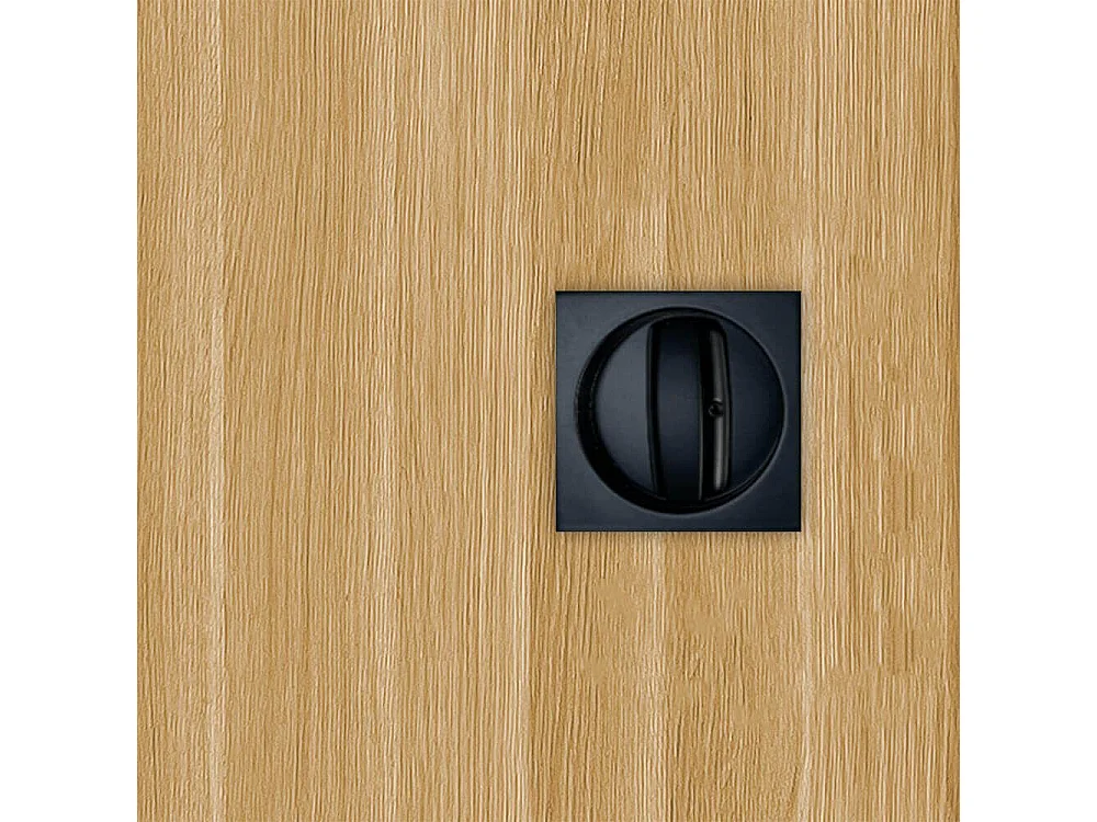 Porte coulissante cloison Matild 83 cm avec crochet carré condamnation noir, finition chêne brut structuré