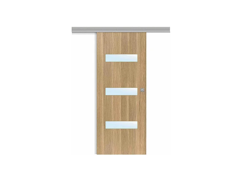 Porte coulissante applique April 83 cm avec cuvette carrée chromée