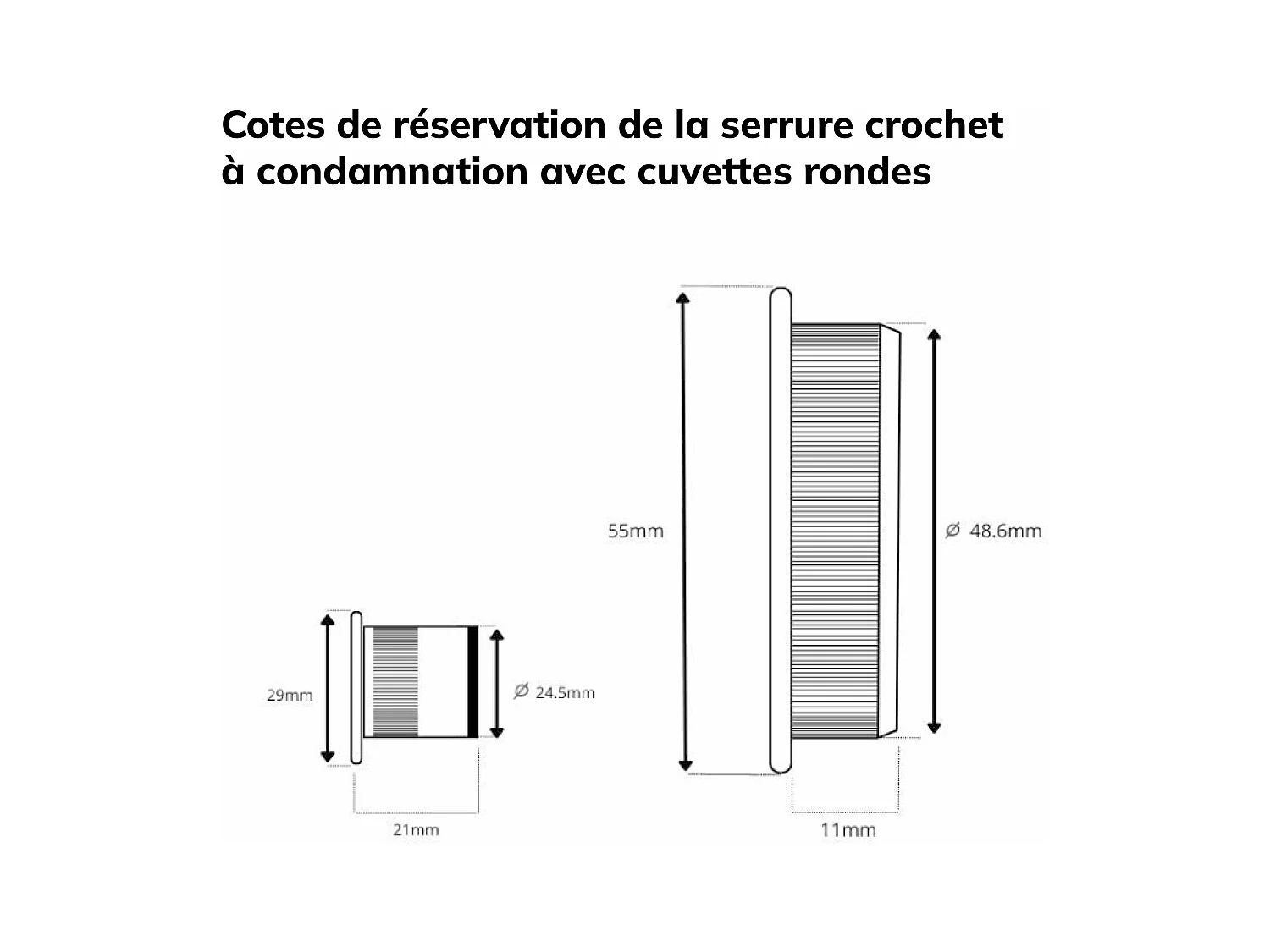 Porte coulissante applique Matild 83 cm avec crochet rond condamnation chromé