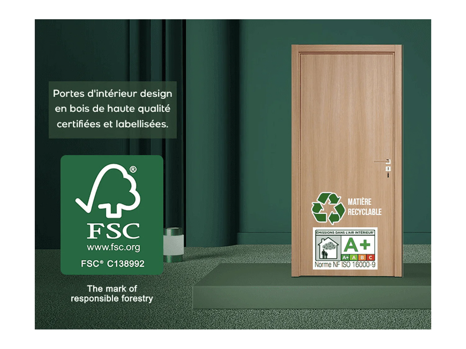 Porte coulissante applique Matild 83 cm avec crochet rond condamnation chromé