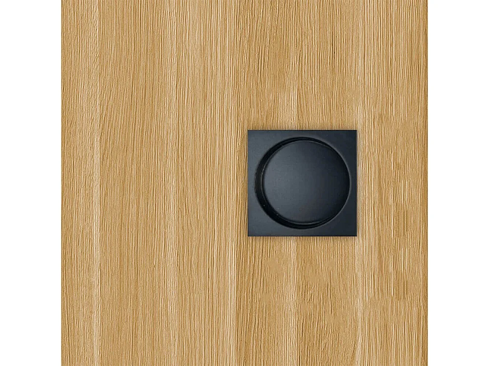 Porte coulissante cloison Matild 63 cm avec cuvette carrée noire, finition chêne brut structuré