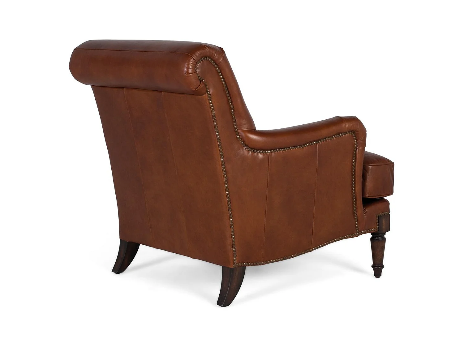 Fauteuil rembourré en cuir avec accoudoirs et pieds en bois