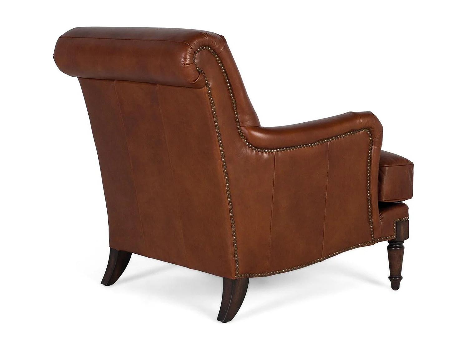 Fauteuil rembourré en cuir avec accoudoirs et pieds en bois