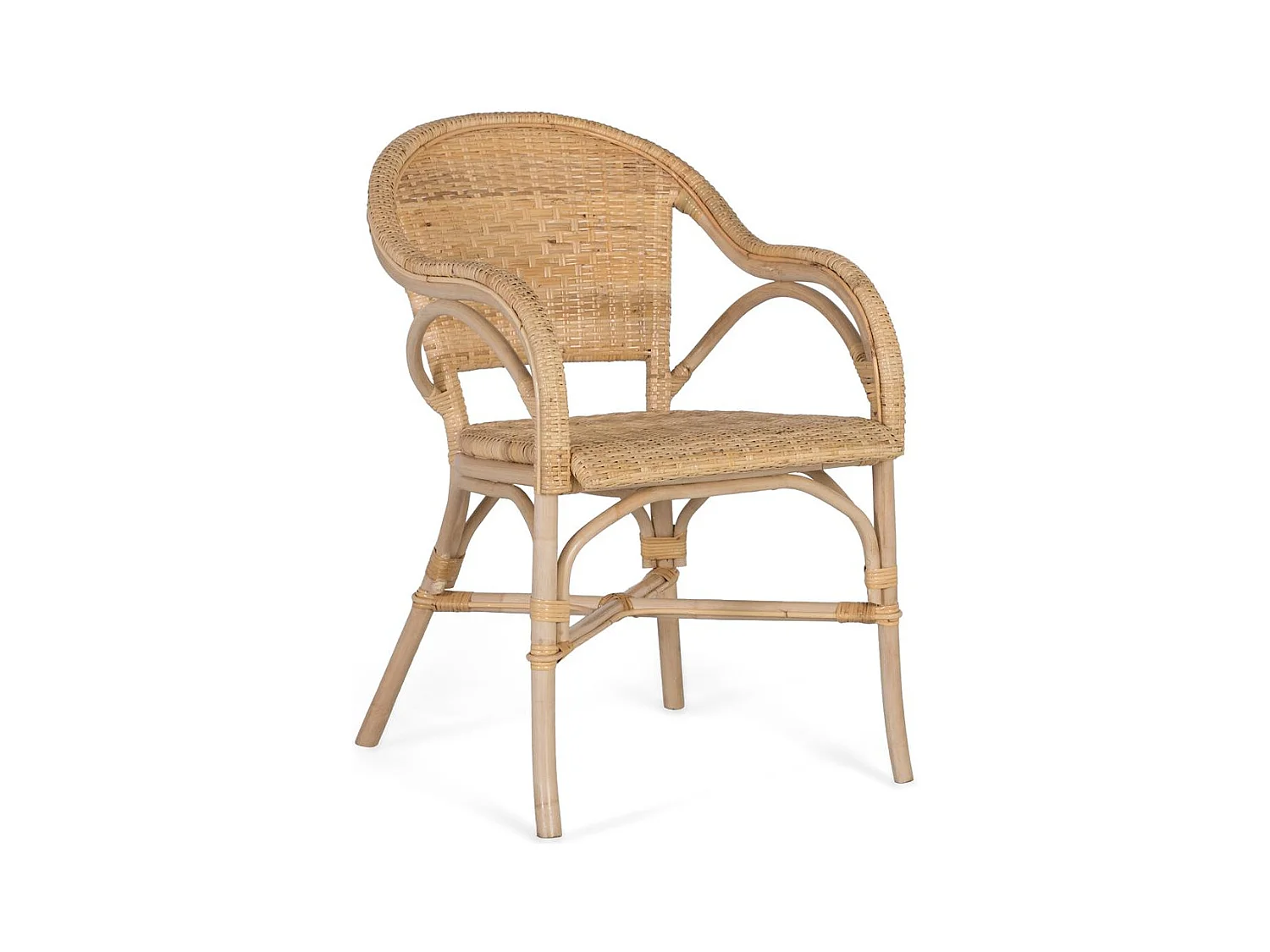 Ensemble de 2 fauteuils avec accoudoirs en bambou naturel et rotin