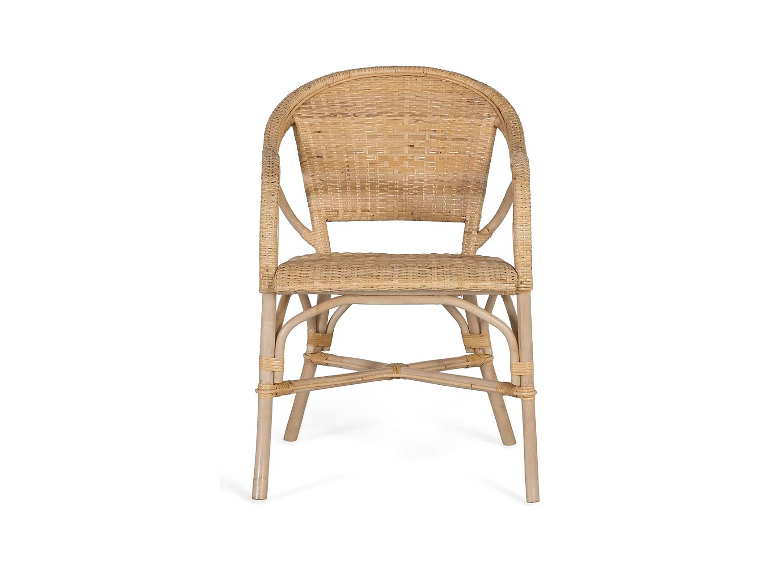 Ensemble de 2 fauteuils avec accoudoirs en bambou naturel et rotin