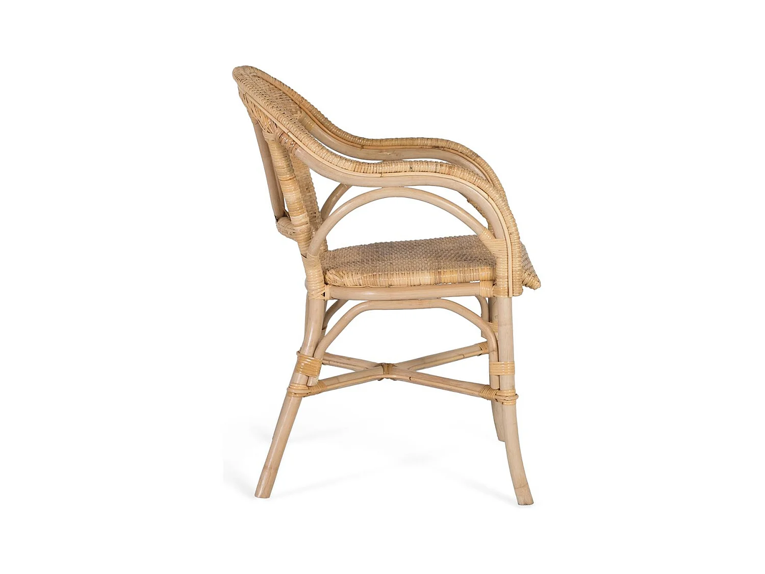 Ensemble de 2 fauteuils avec accoudoirs en bambou naturel et rotin