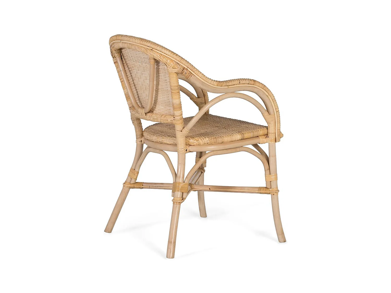 Ensemble de 2 fauteuils avec accoudoirs en bambou naturel et rotin
