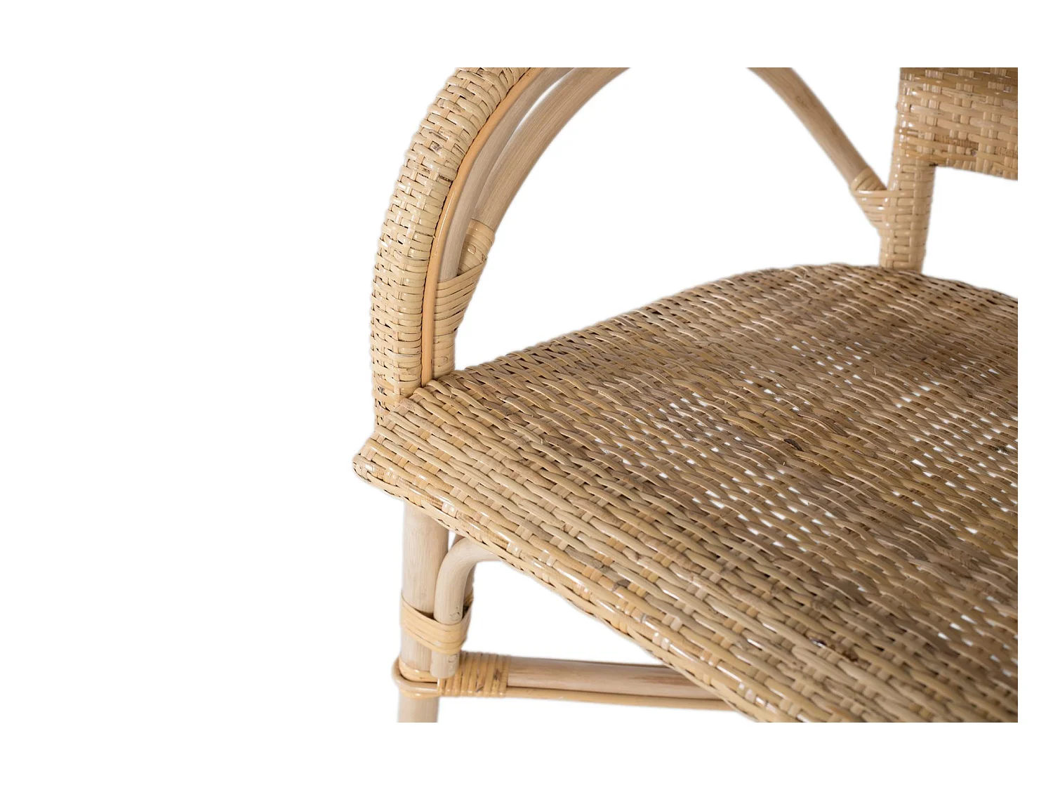 Ensemble de 2 fauteuils avec accoudoirs en bambou naturel et rotin