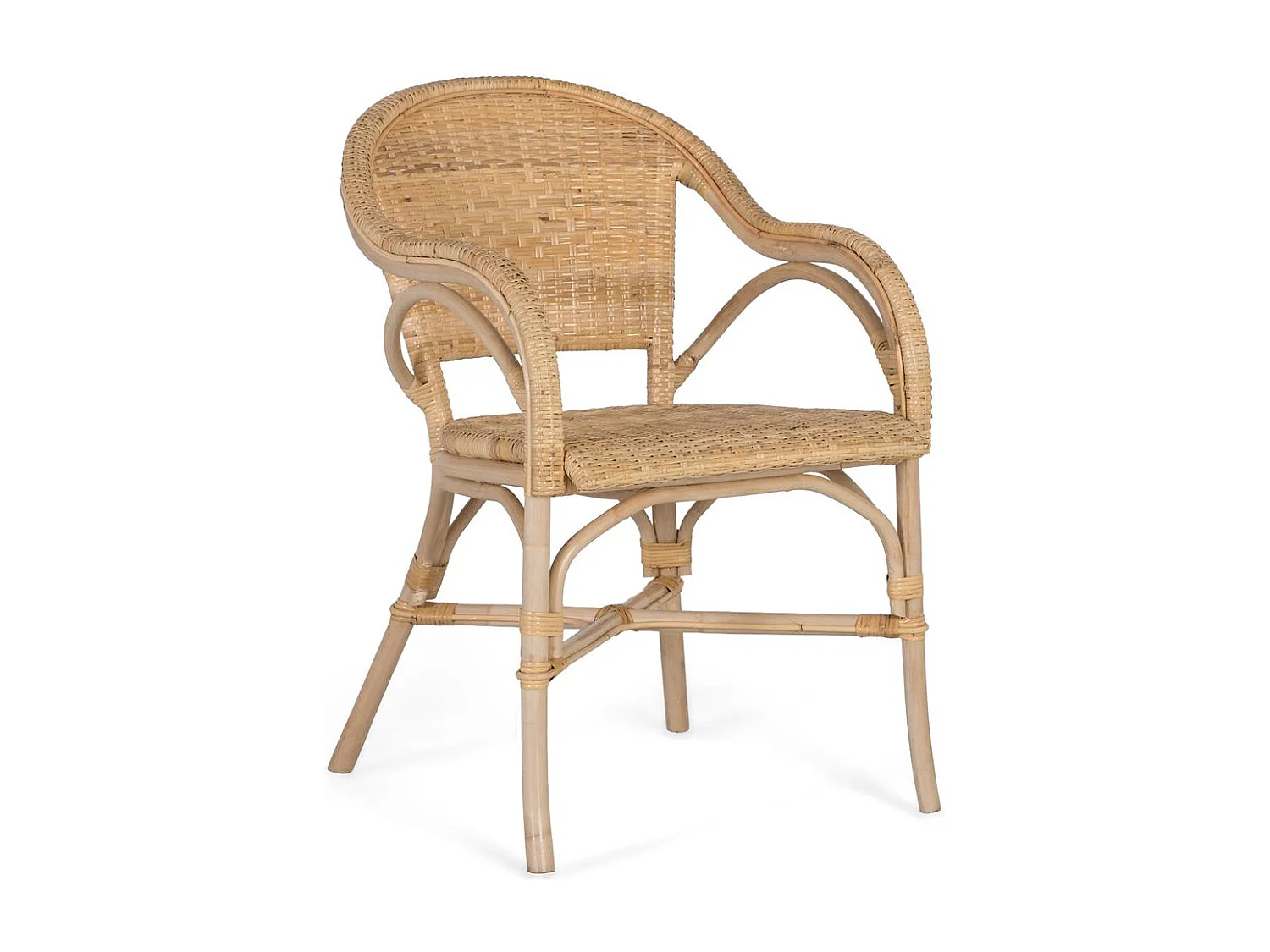 Conjunto de 2 poltronas com encostos em bambu natural e madeira de rotundá