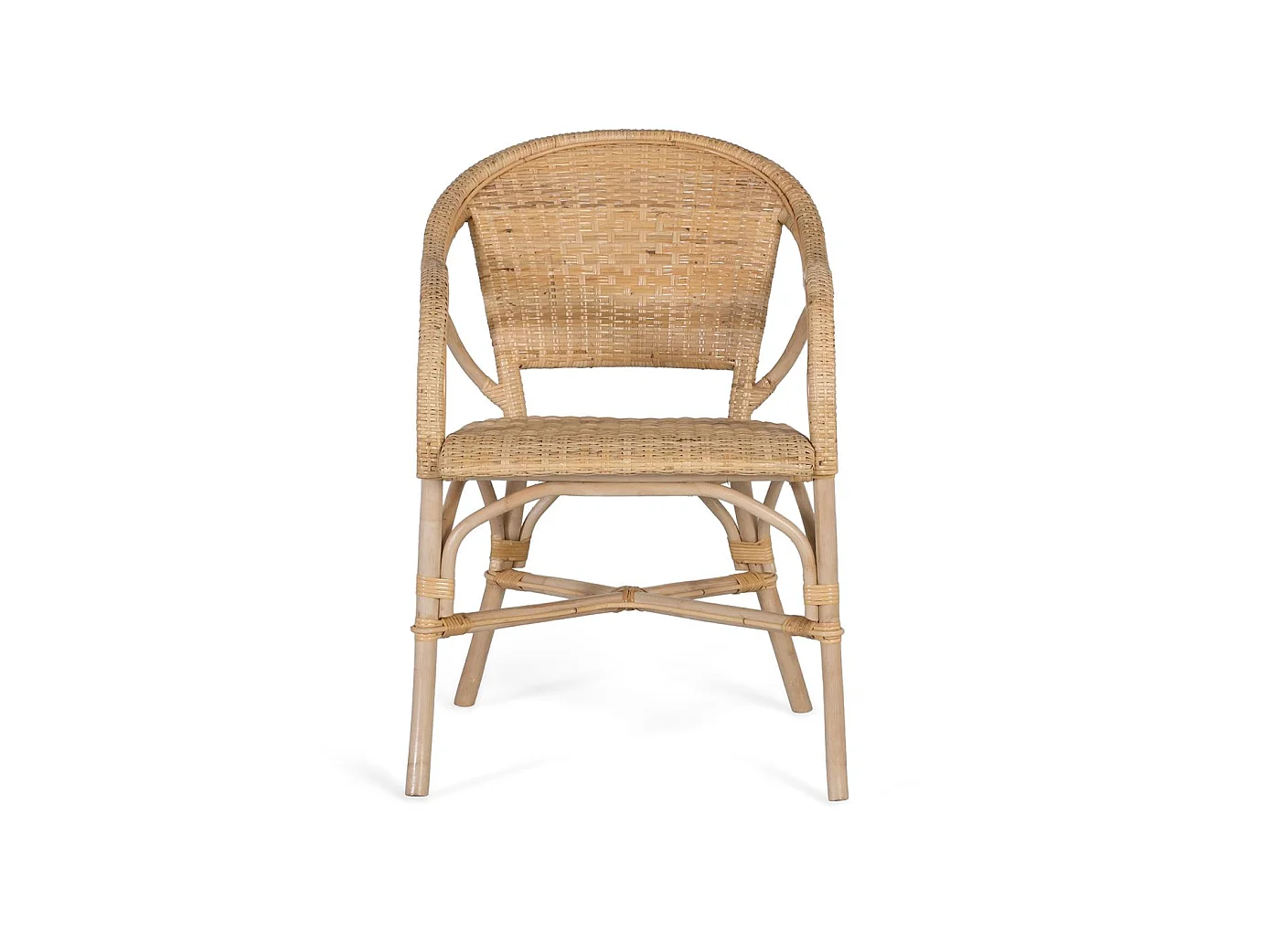 Poltrona de bambu, rattan, estilo mediterrâneo, 55 cm - 84x55x63