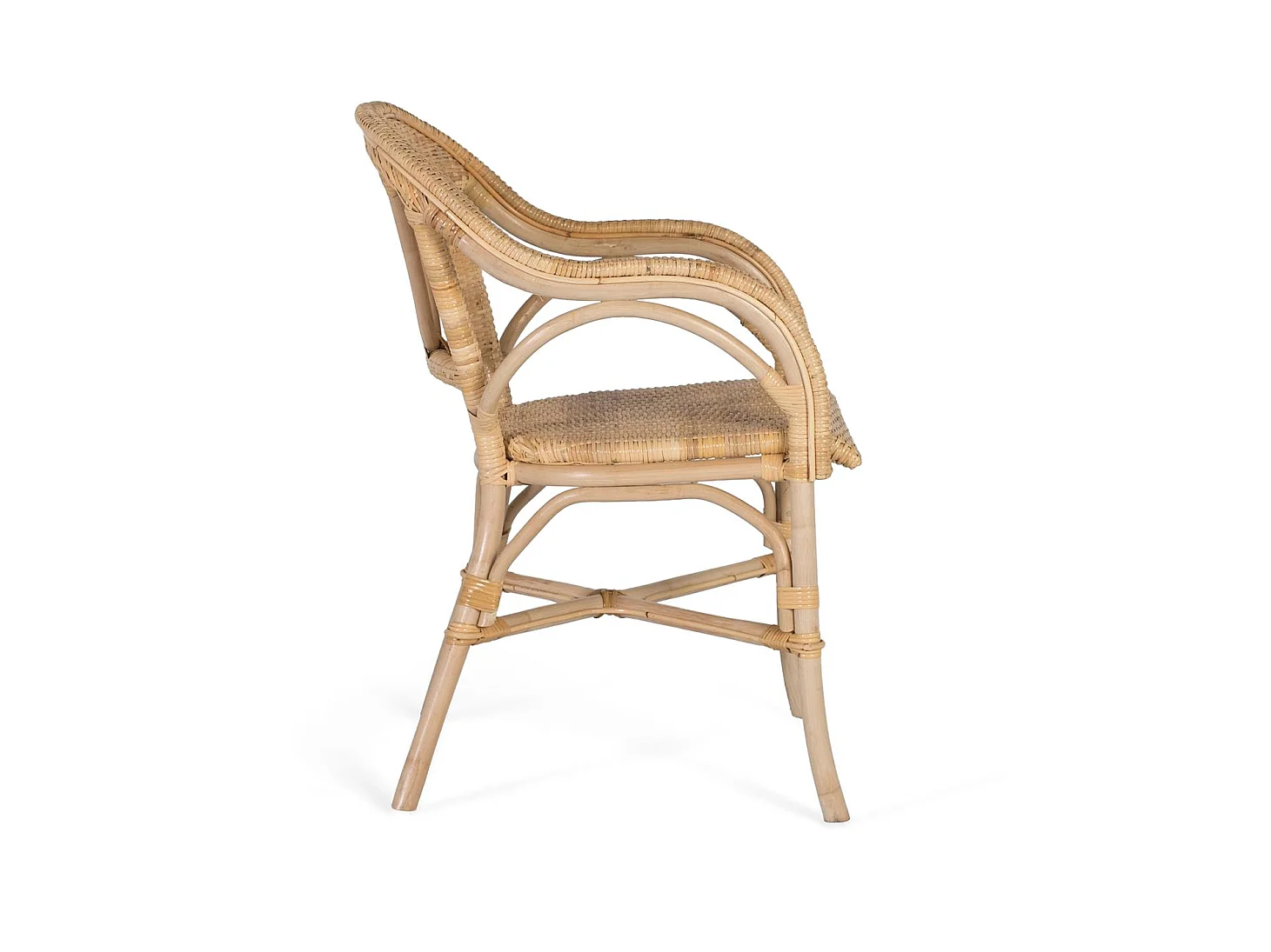 Poltrona de bambu, rattan, estilo mediterrâneo, 55 cm - 84x55x63