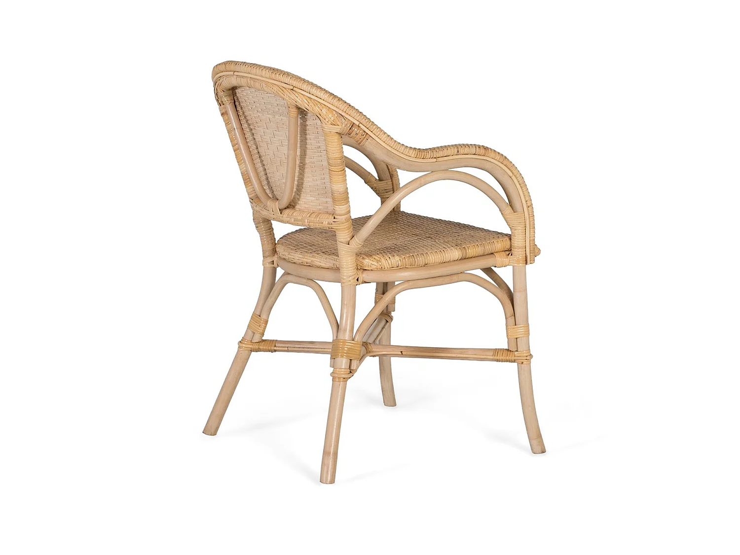 Poltrona de bambu, rattan, estilo mediterrâneo, 55 cm - 84x55x63