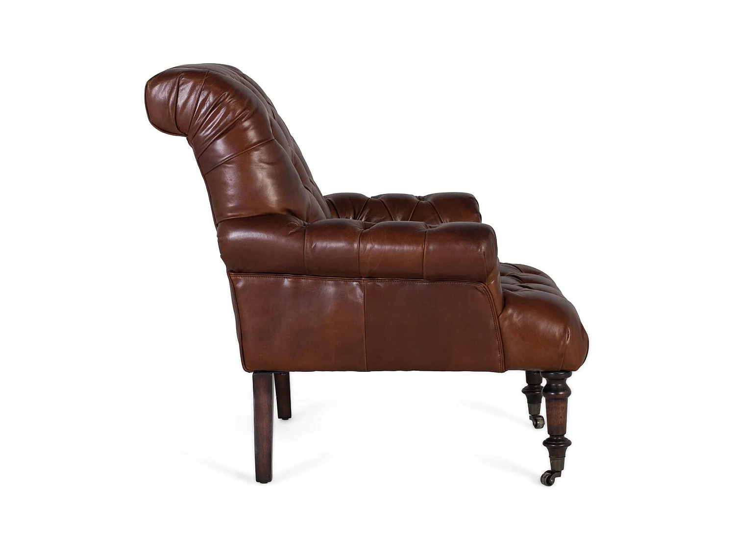 Fauteuil rembourré en cuir avec accoudoirs capitonnés