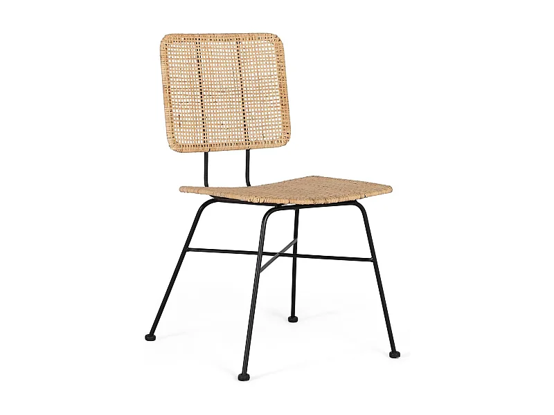 Ensemble de 2 chaises avec assise et dossier en rotin