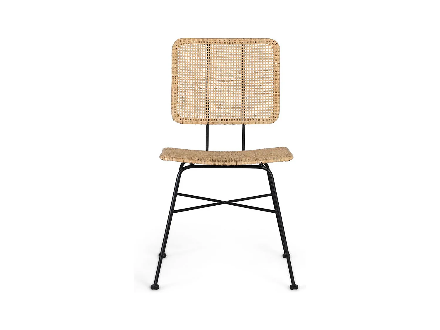 Ensemble de 2 chaises avec assise et dossier en rotin