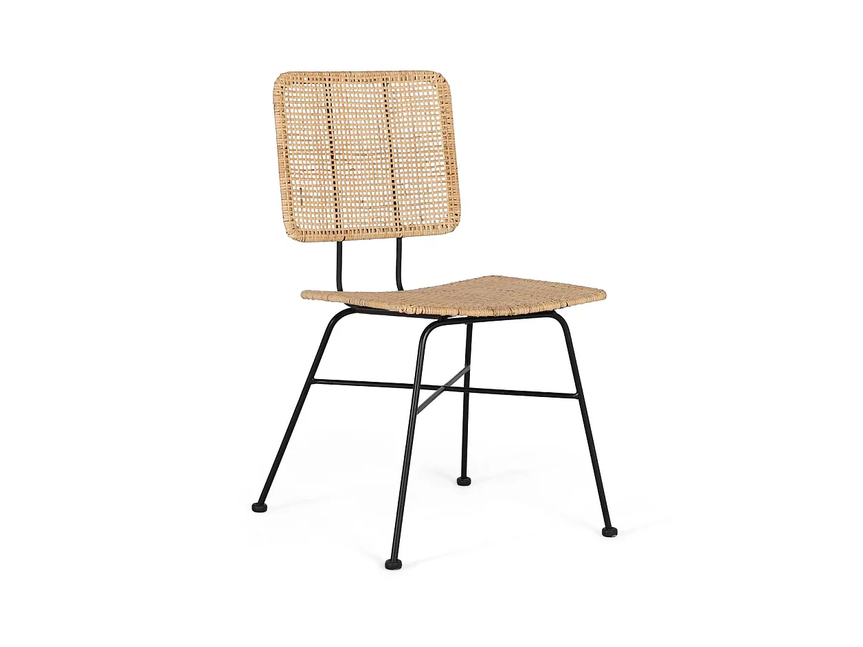 Set de 2 unidades de sillas con asiento y respaldo elaborados en ratán