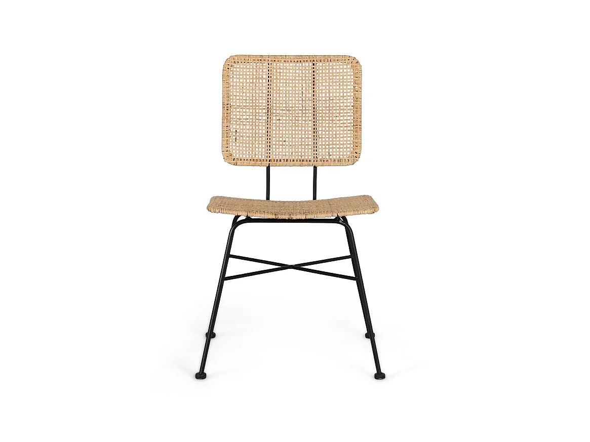 Cadeira de vime natural estilo mediterrâneo, 45 cm - 84x45x55