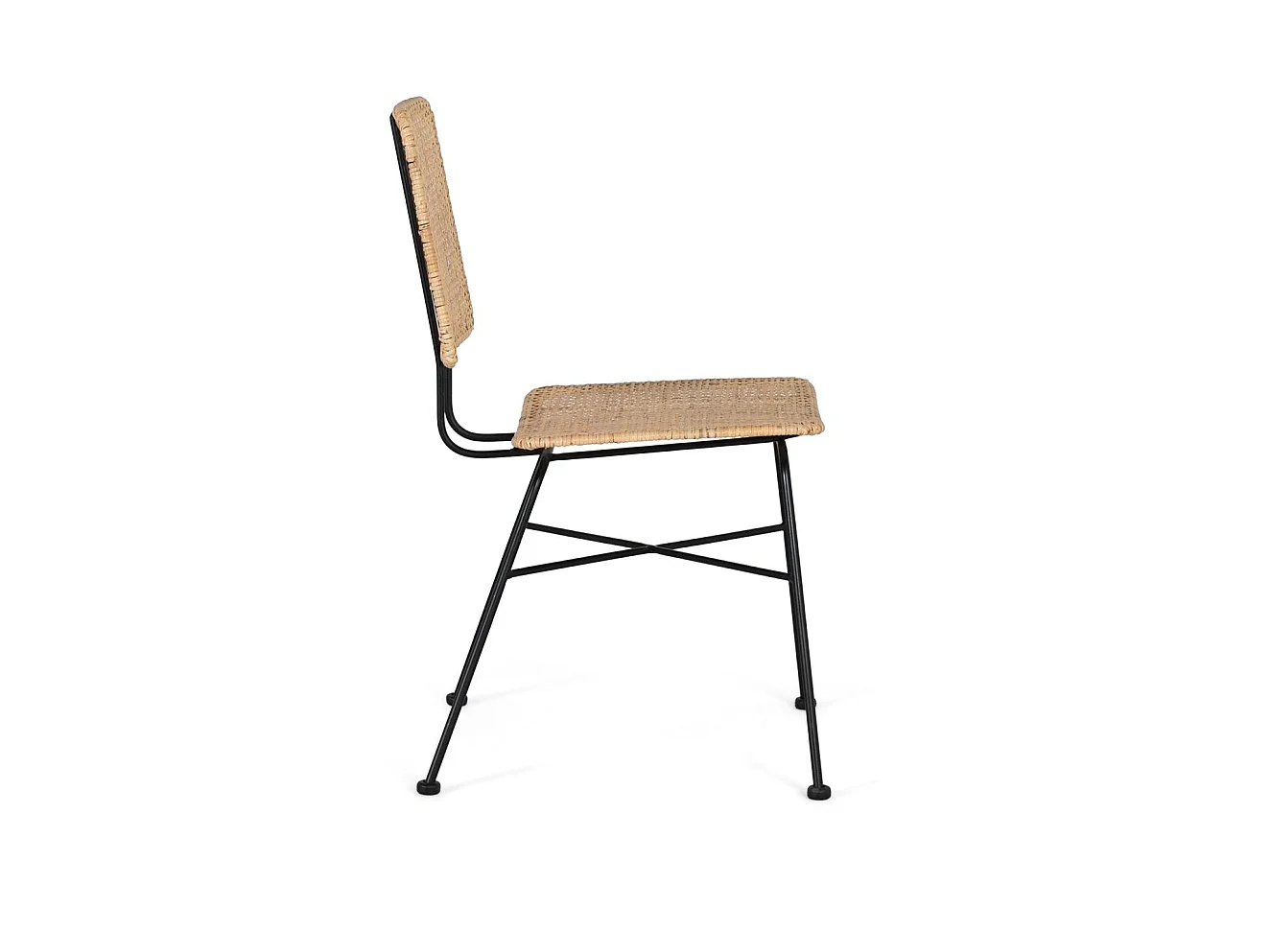 Cadeira de vime natural estilo mediterrâneo, 45 cm - 84x45x55