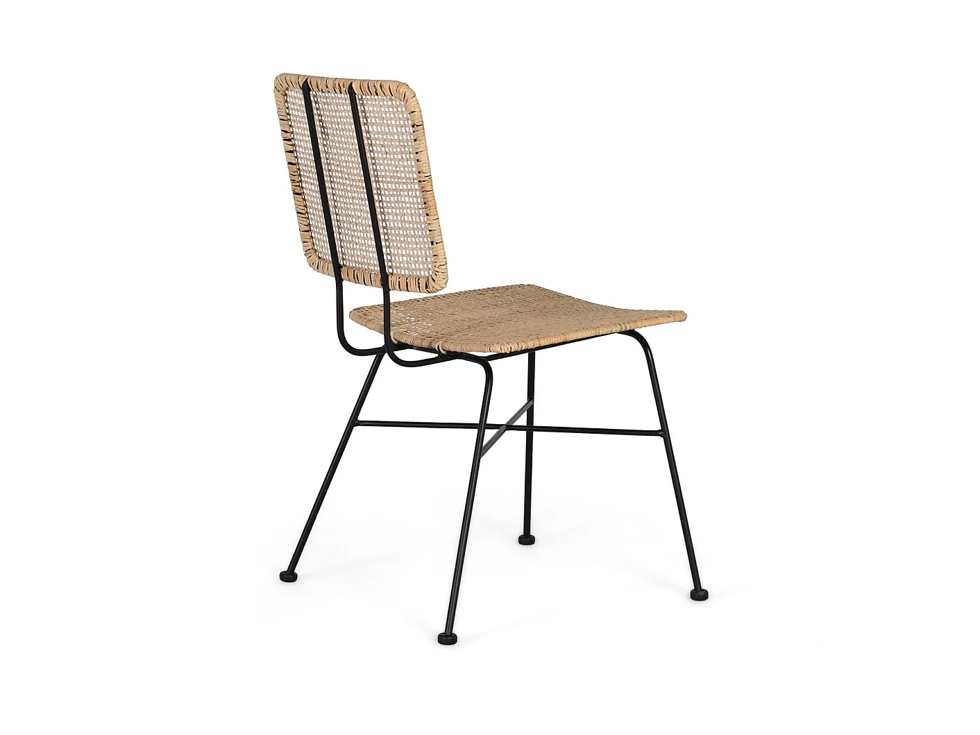Cadeira de vime natural estilo mediterrâneo, 45 cm - 84x45x55