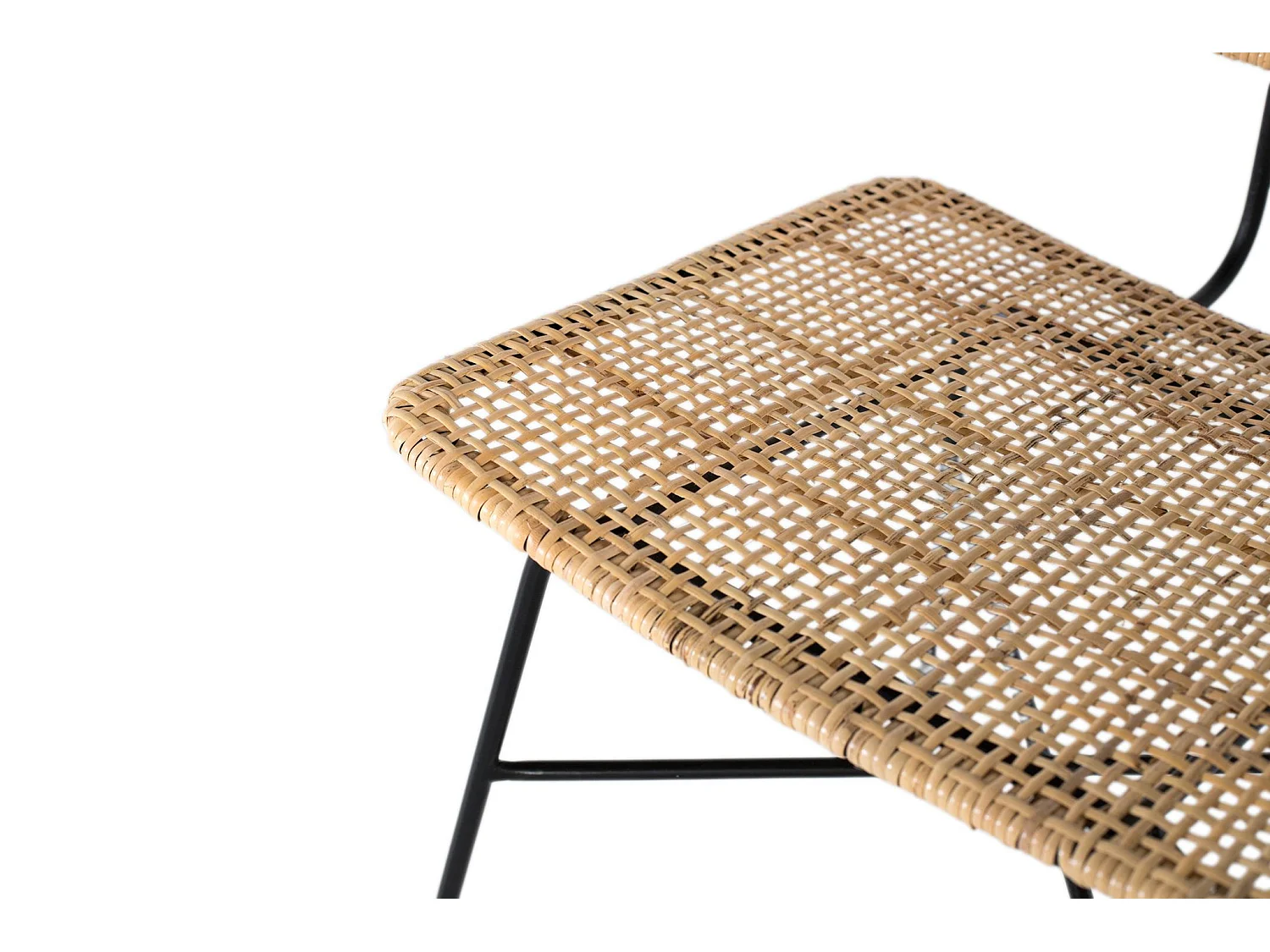 Cadeira de vime natural estilo mediterrâneo, 45 cm - 84x45x55