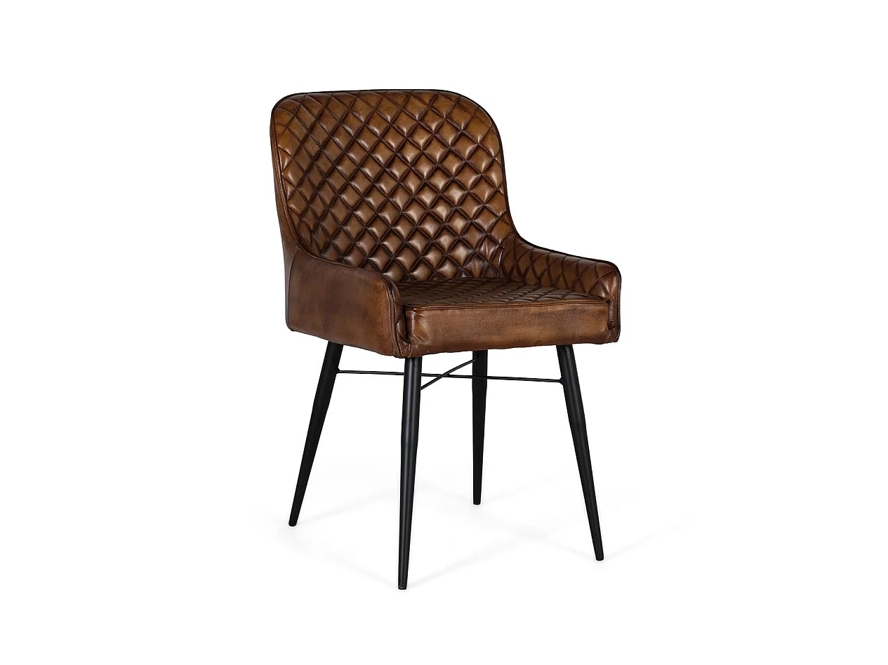 Oude bruine leren chaise longue met rembourré-dossier