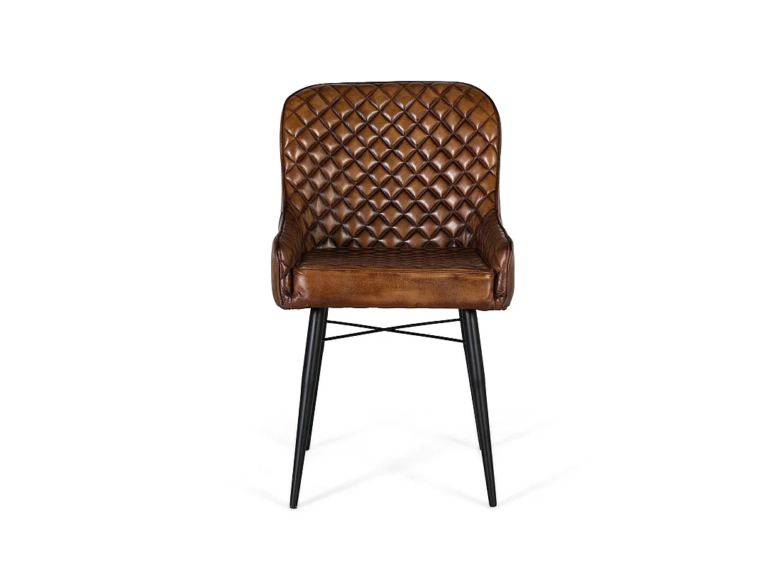 Oude bruine leren chaise longue met rembourré-dossier