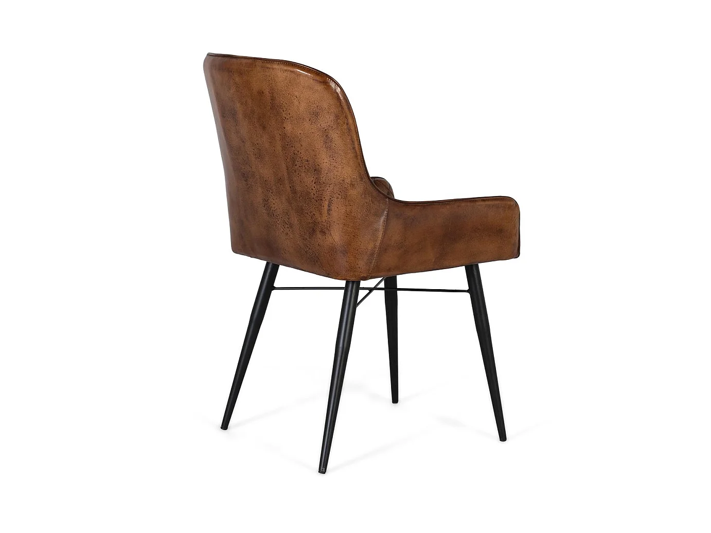 Oude bruine leren chaise longue met rembourré-dossier