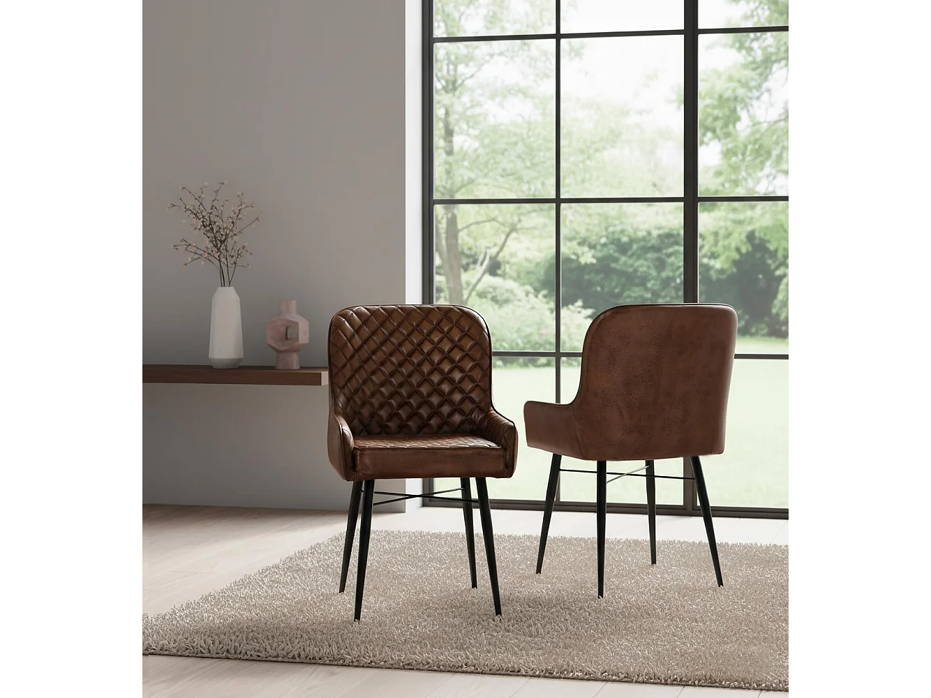 Fauteuil en cuir 51 cm, style classique moderne - 87 x 51 x 62 cm