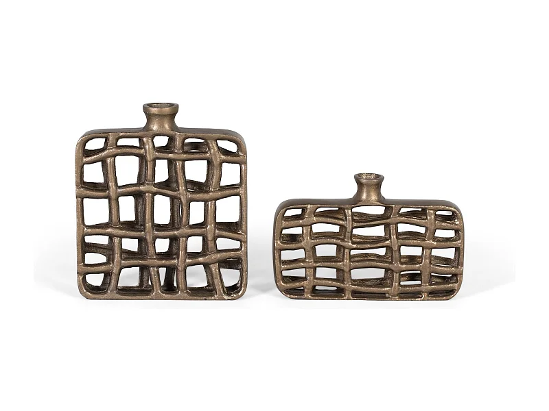 Ensemble de 2 figures décoratives en bronze de forme rectangulaire