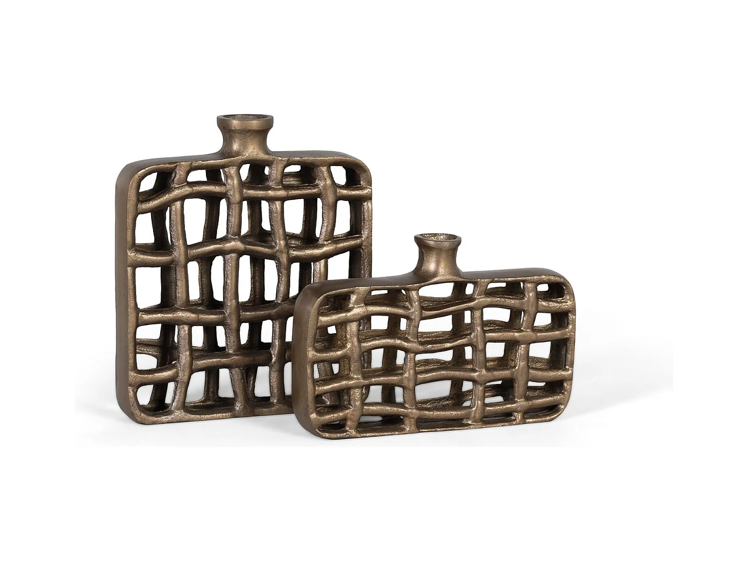 Ensemble de 2 figures décoratives en bronze de forme rectangulaire