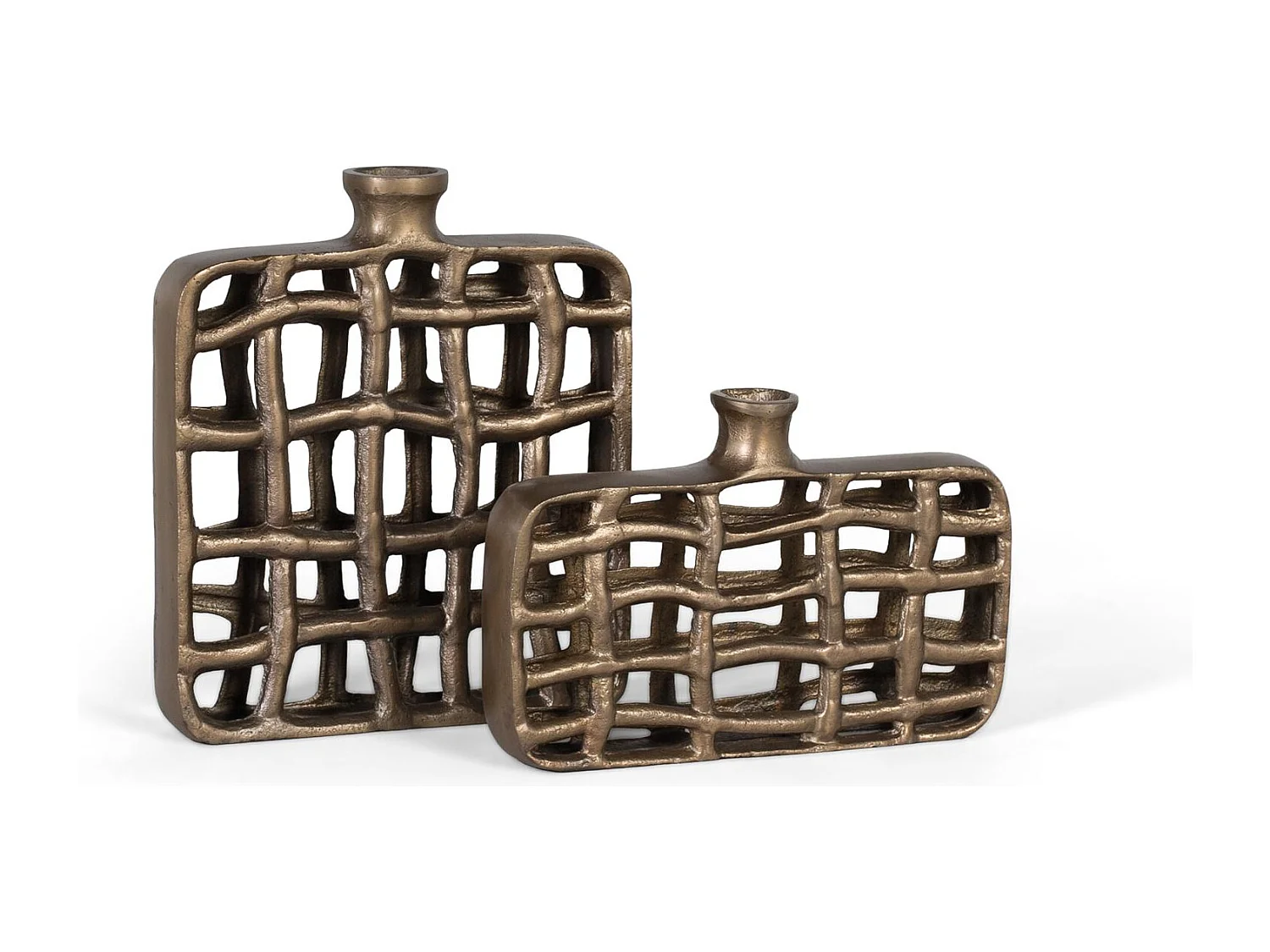 Ensemble de 2 figures décoratives en bronze de forme rectangulaire