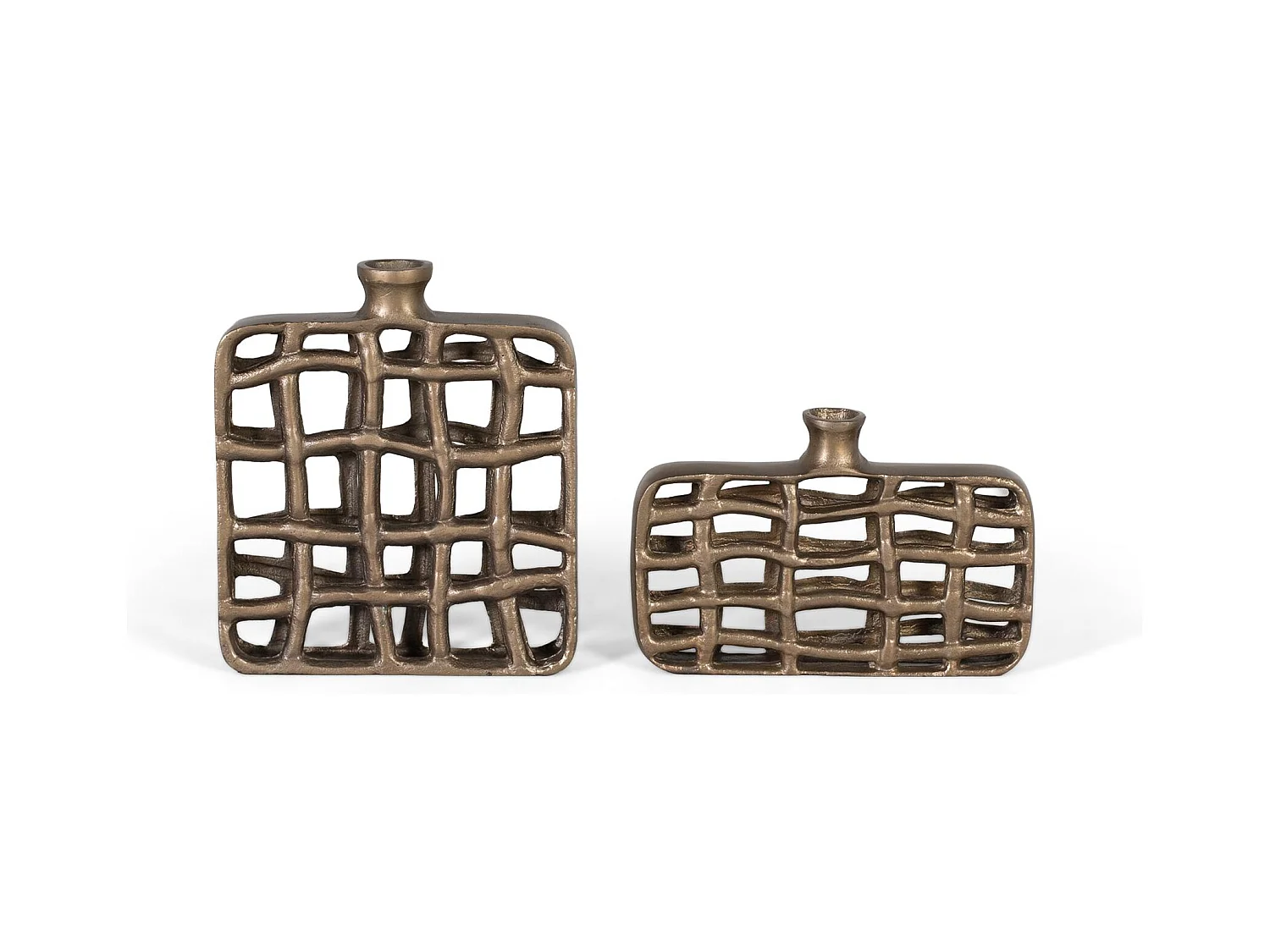 Set di 2 figure decorative in bronzo di forma rettangolare