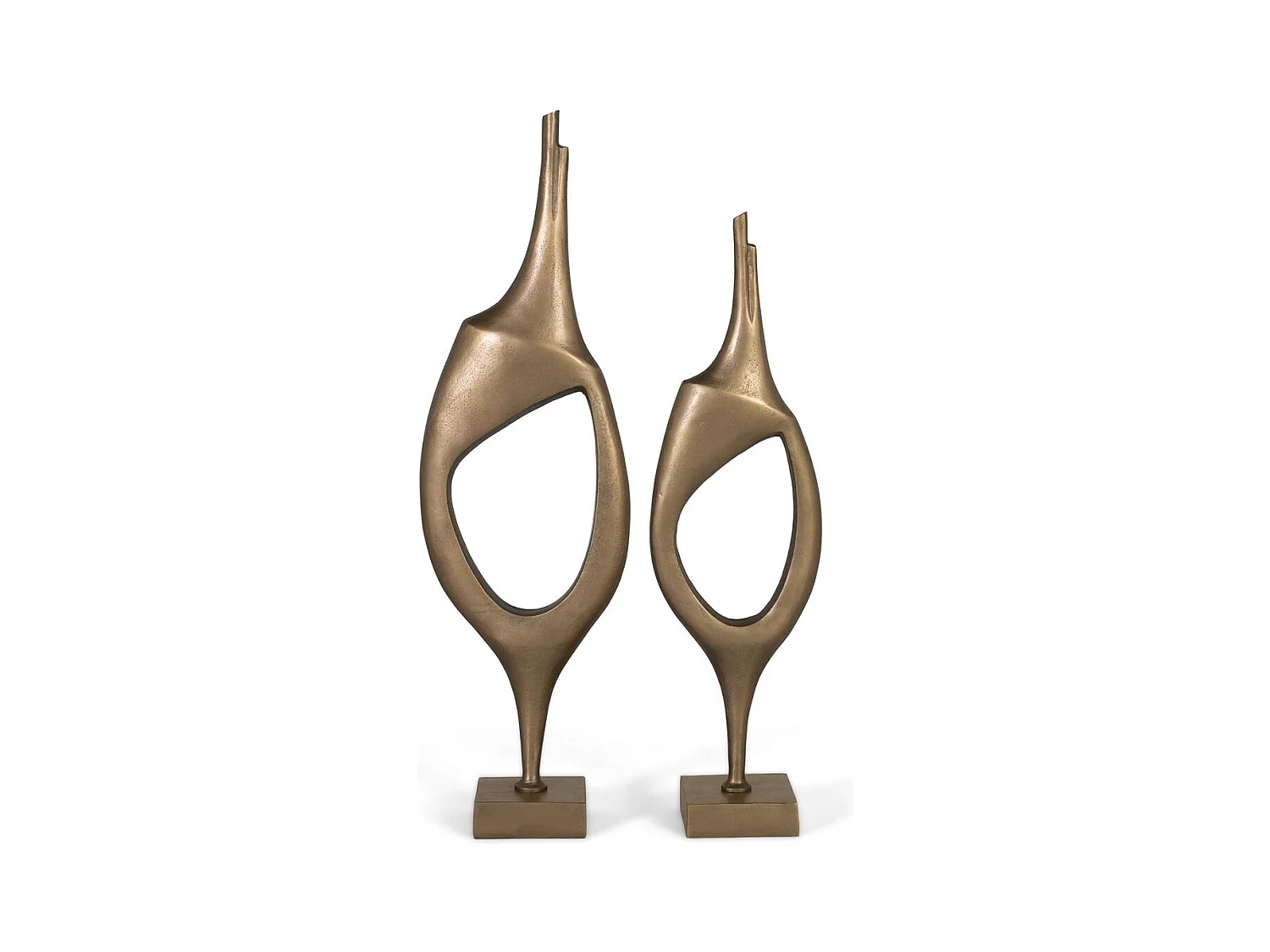 Lot de 2 figurines décoratives en aluminium avec finition bronze