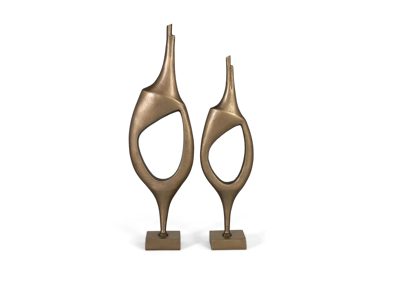 Set mit 2 dekorativen Aluminiumfiguren mit Bronze-Finish