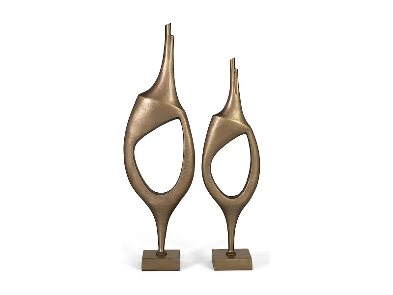 Set mit 2 dekorativen Aluminiumfiguren mit Bronze-Finish