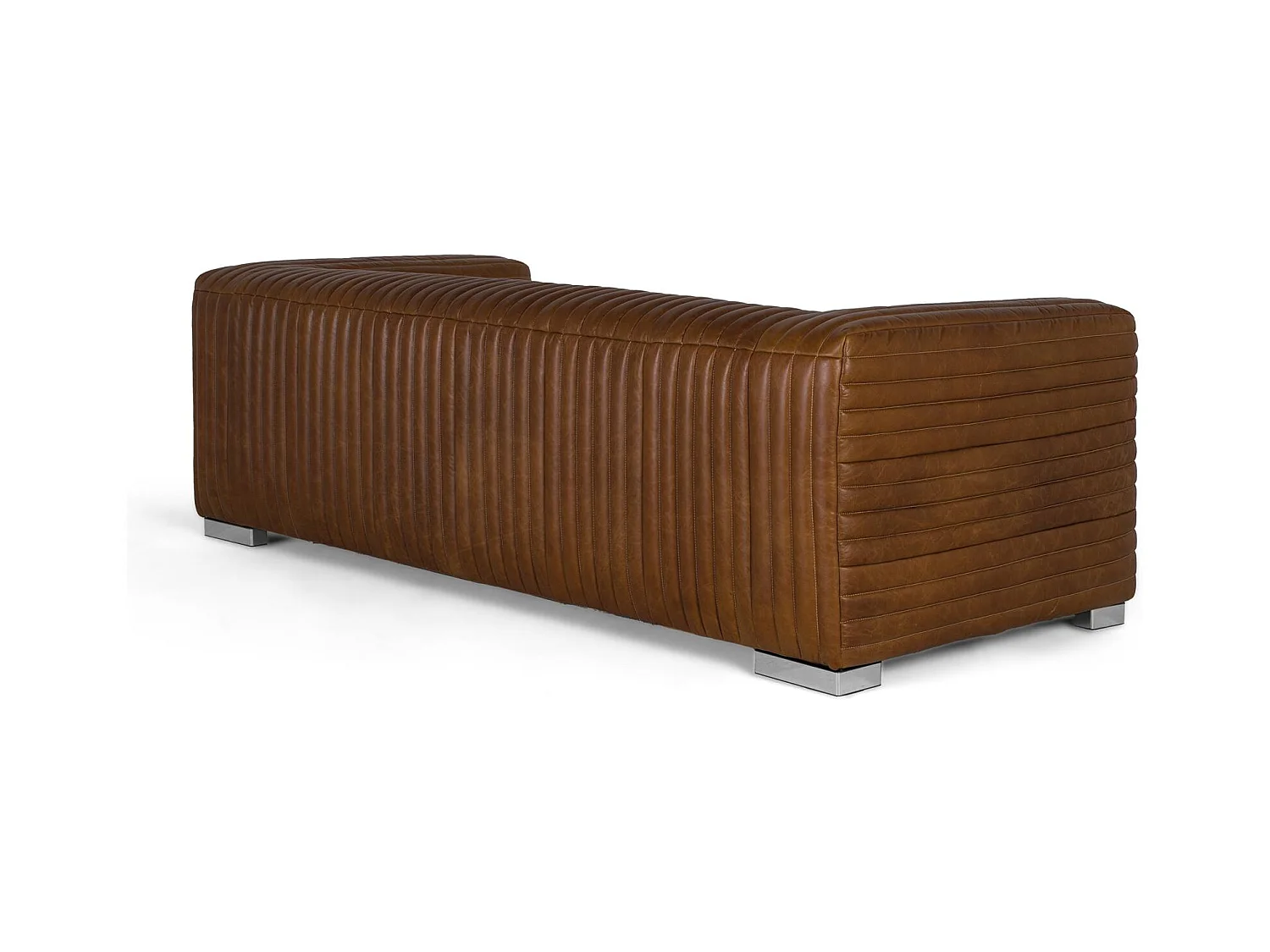 Canapé 3 places en cuir de style vintage avec pieds en acier