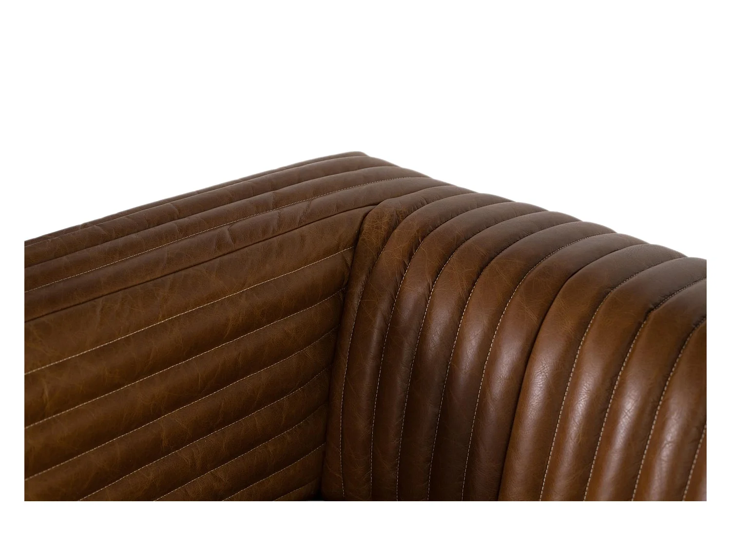 Canapé 3 places en cuir de style vintage avec pieds en acier