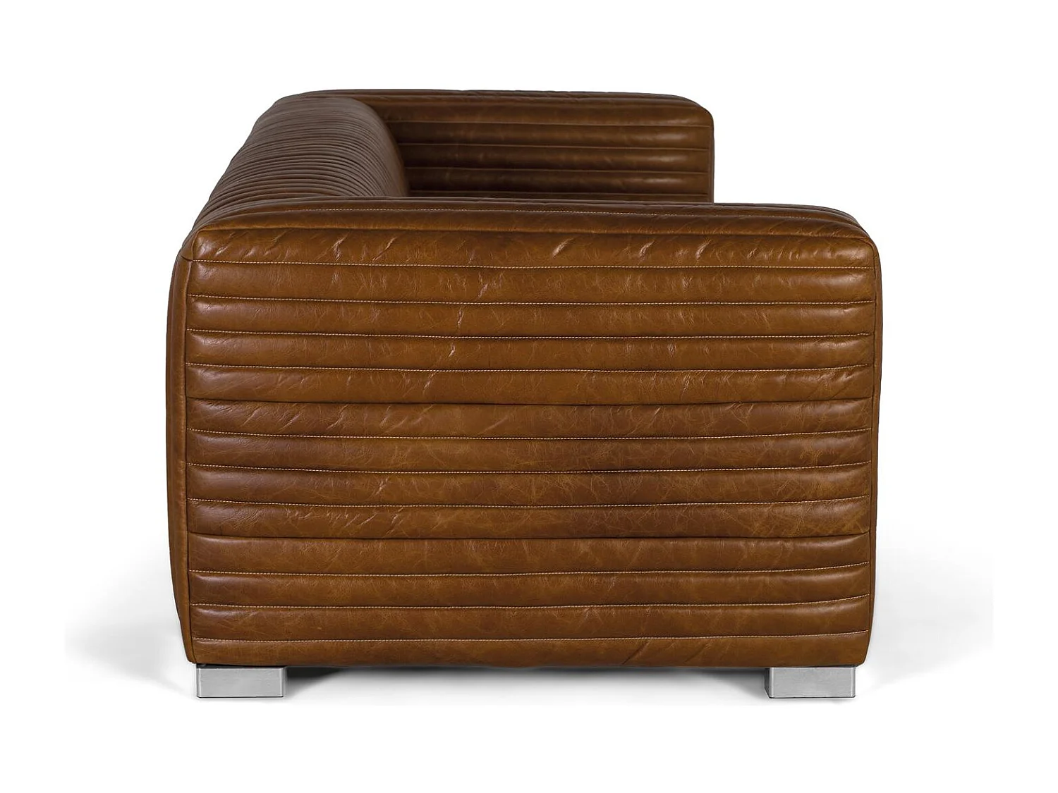 Canapé 3 places en cuir de style vintage avec pieds en acier