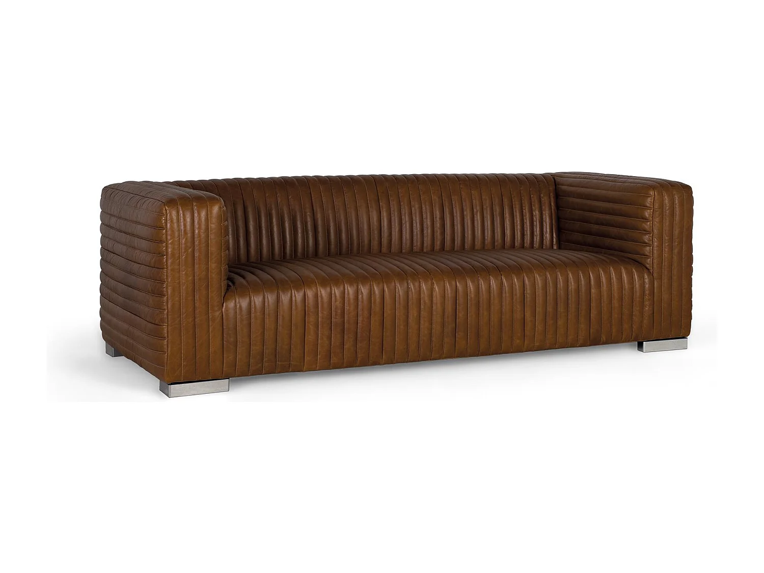 Mesa de canapés para 3 pessoas em couro estilo vintage com pés de aço.