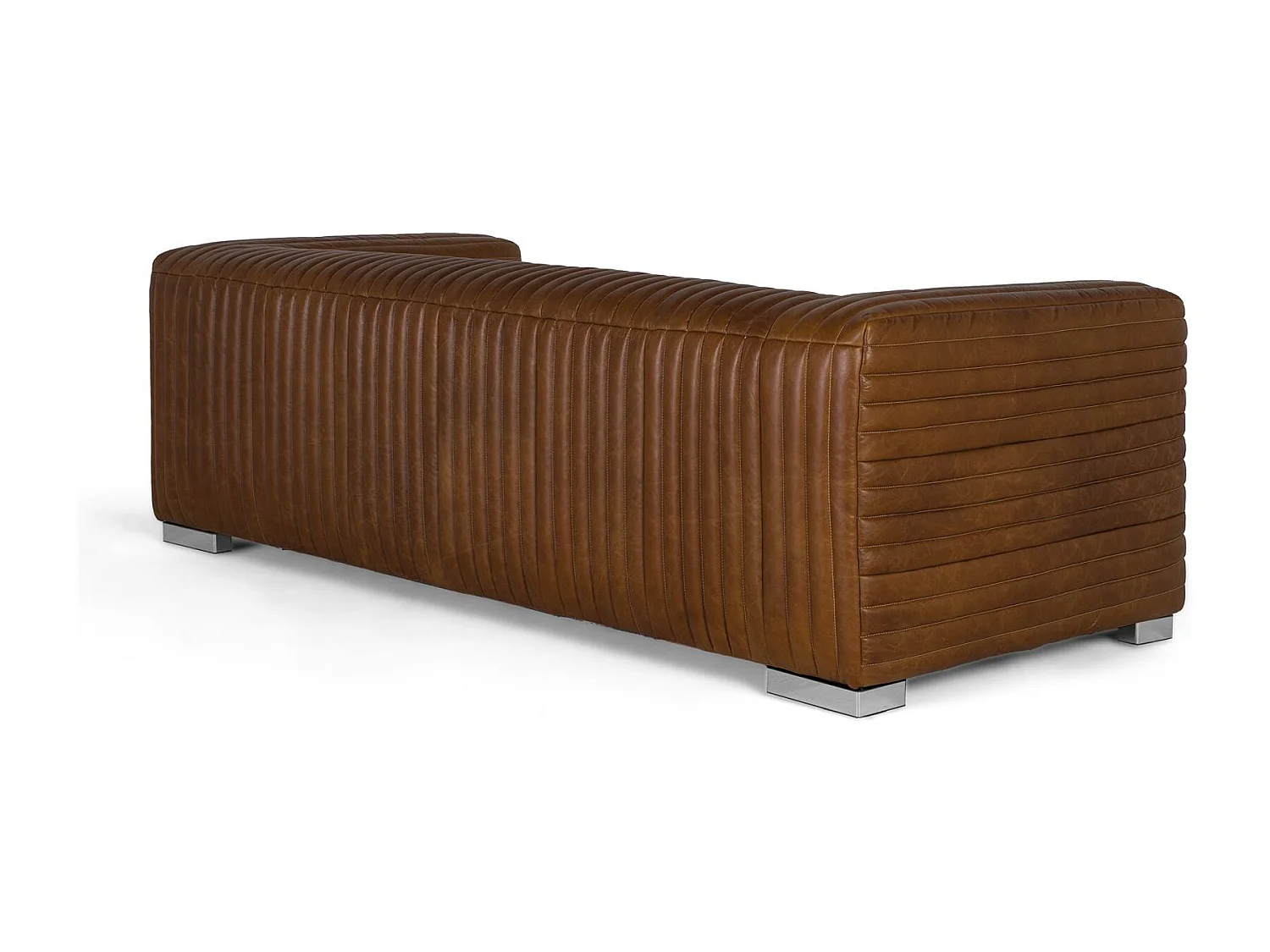 Mesa de canapés para 3 pessoas em couro estilo vintage com pés de aço.